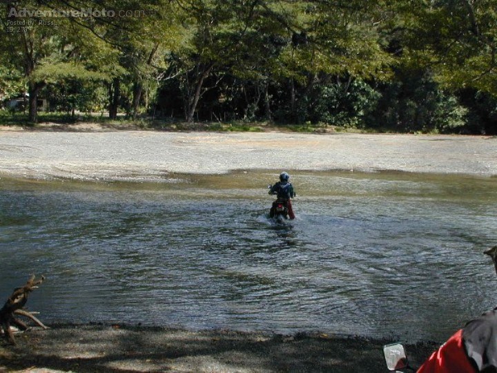 River Crossing - Wade Fuller of Easton, MD, up to his knees in a typical Costa Rica river!