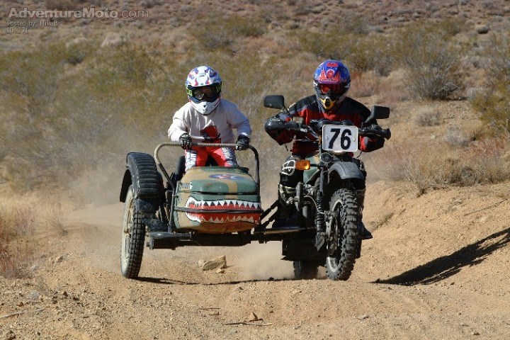 Off Road Sidecar - This is a shot that was taken of my 9 year old son and I on the 2001 Barstow to Vegas dual sport ride.