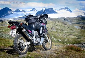 Transalp with a view - View over some of the highest peaks in Norway.