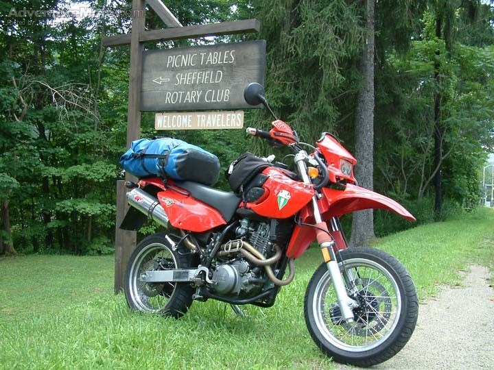 MZ Baghira on tour - MZ Baghira Street Moto (660 single) loaded for a two-week 3,400 mile camping ride from WI to MA, north to Ontario, and home via northern MN.