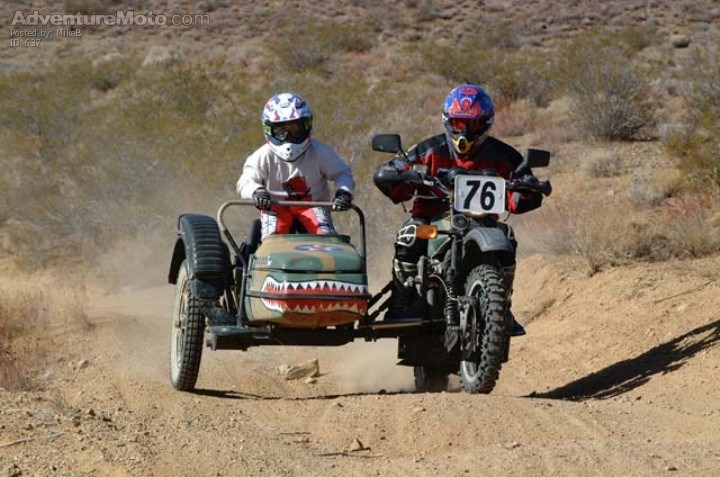 Dual Sport Sidecar! - This is from the 2001 L.A. to Barstow to Vegas dual sport ride.  Have done it every year on a sidecar since 1997.  Several times as the only sidecar out of over 300 bikes.  Out for the weekend with one of my sons.  They switch off ea