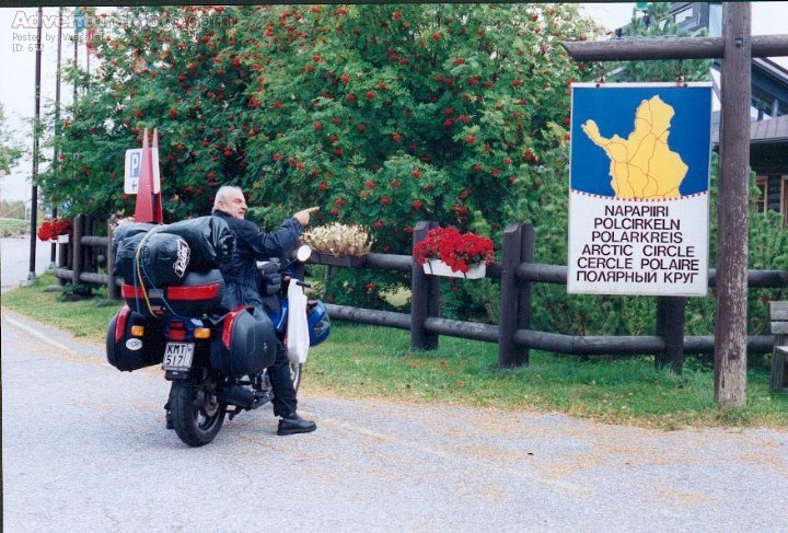 Honda CB500S on the arctic circle in Finland. - Two up on CB500S with a lot of luggage on the arctic road to Nordkapp. Departure from Kalamata Greece. Total 9000KM.
